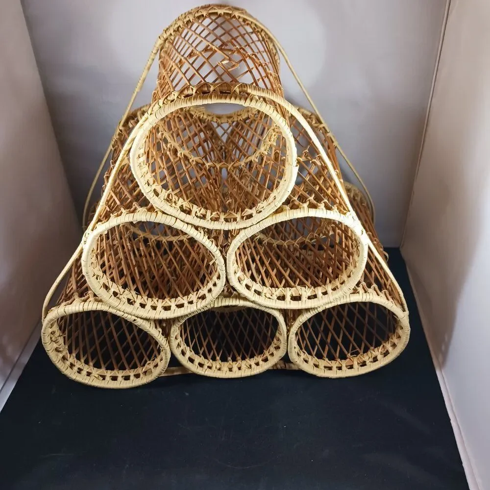 Wicker BOHO MCM Rattan Wine Rack (6 Bottles)
